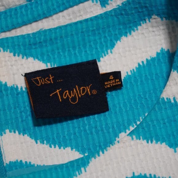 Just Taylor Chevron Dress White and Blue Size 4/S - Picture 2 of 6